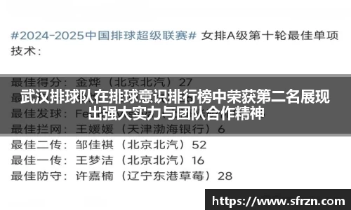 武汉排球队在排球意识排行榜中荣获第二名展现出强大实力与团队合作精神